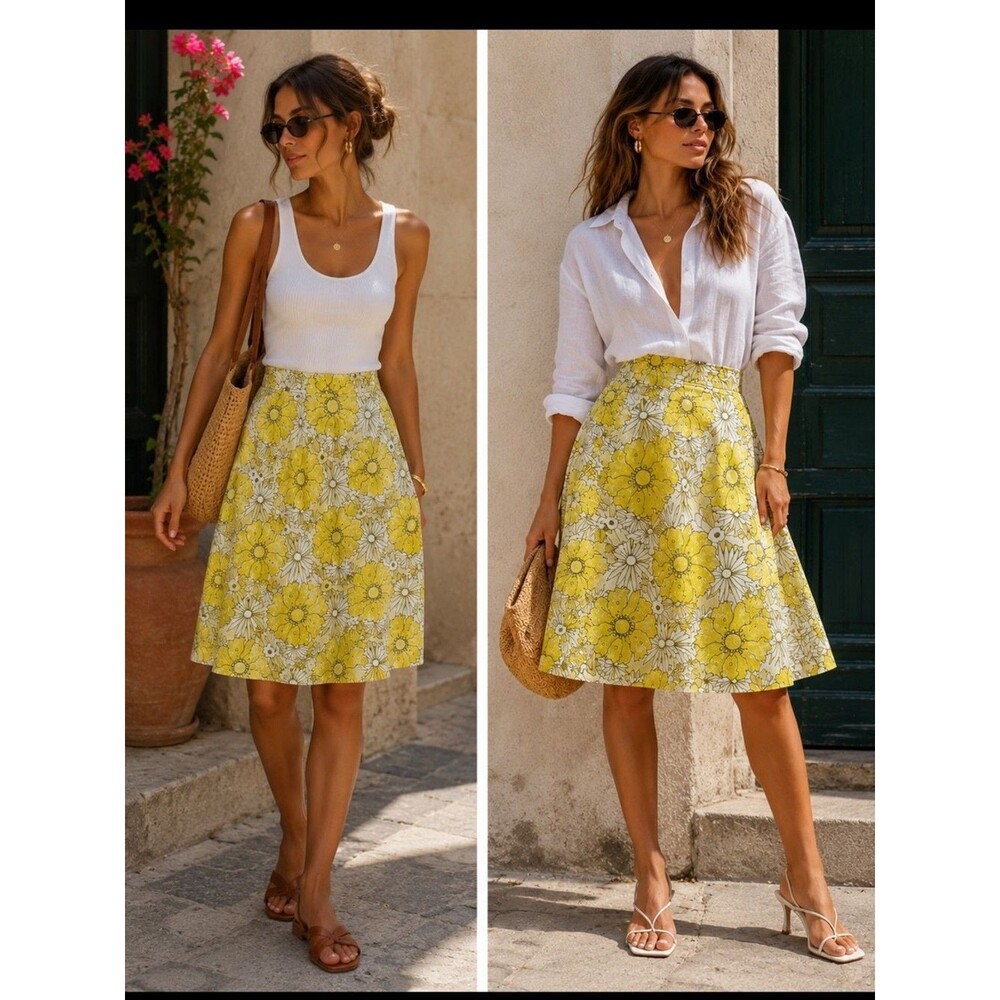 Topshop Sunrise Floral Print Midi Skirt SZ 4